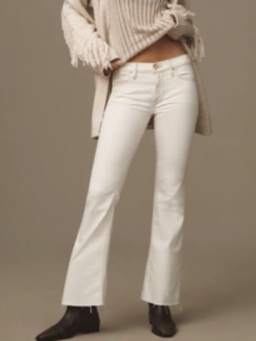 Hudson, Nico Mid-Rise Bootcut Barefoot Style, Cream Jeans Raw Hem Sz 31 NWT